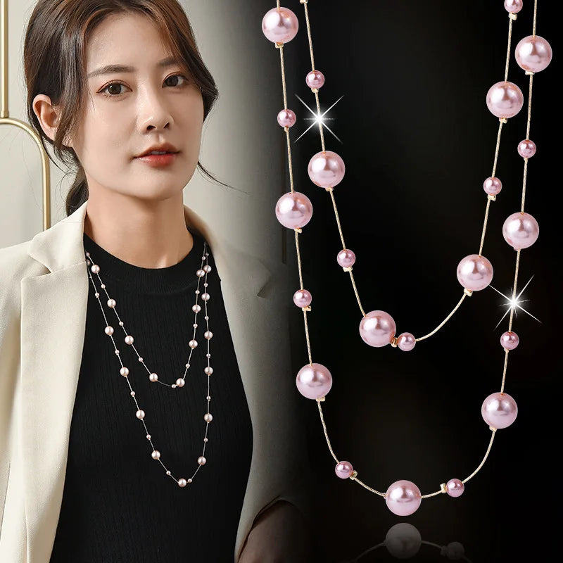 Double Layer Pink Pearl Necklace