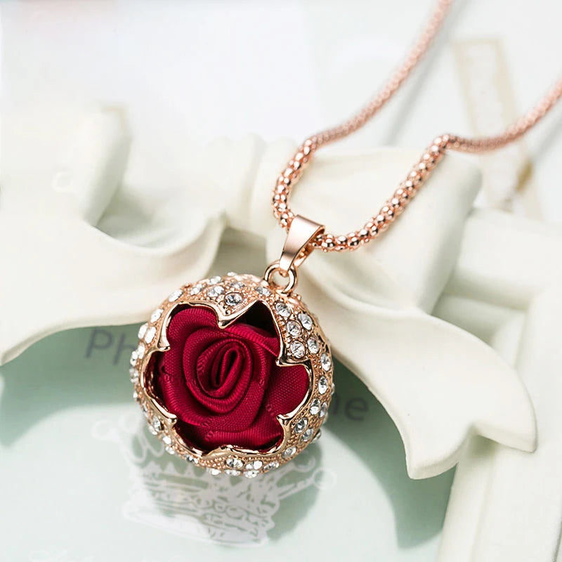 Vintage Red Flower Choker
