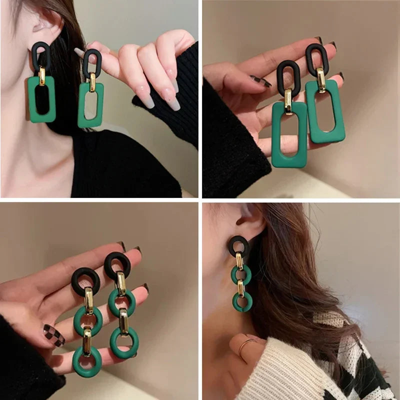 Vintage Green Acrylic Earrings